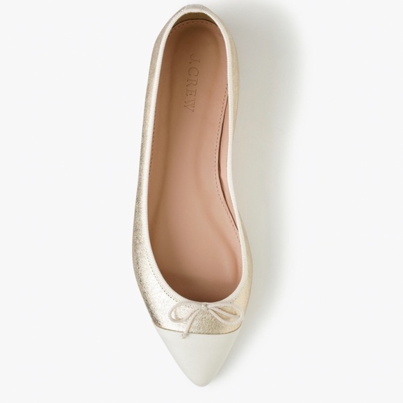 J.Crew Gemma Cap-toe Flats in Metallic Gold Sz 8.5 Gently Loved w/Box - Picture 2 of 12